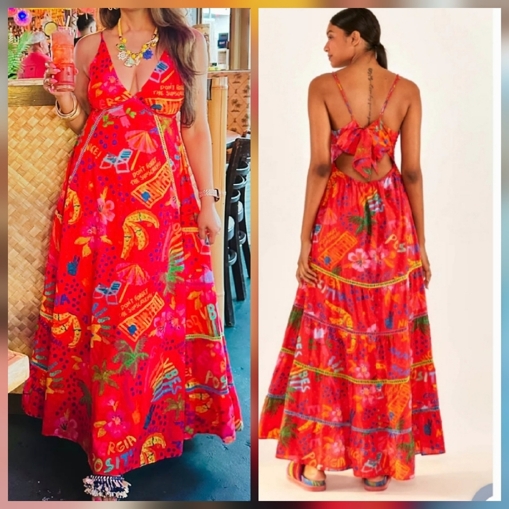Farm Rio Good Vibes Bow Maxidress